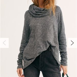 Free People Beach Grey Cocoon Cowl Pullover